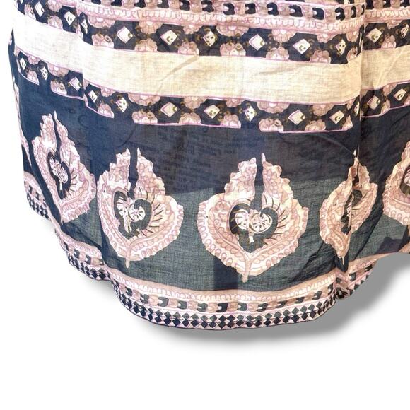 Sea New York Size M L Floral Ruffle Neck 100% Cotton Short Sleeve Blouse Top - Picture 5 of 7